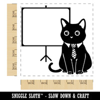 Business Cat with Blank Presentation Board Square Rubber Stamp for Stamping Crafting