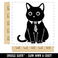 Business Cat with Tie Square Rubber Stamp for Stamping Crafting