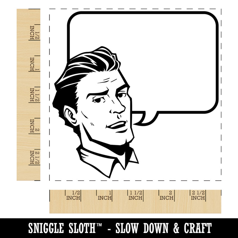 Comic Man with Empty Callout Text Speech Bubble Square Rubber Stamp for Stamping Crafting