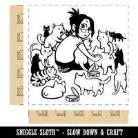 Crazy Cat Lady Surrounded Square Rubber Stamp for Stamping Crafting