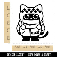 Cute Cat in Jacket is Ready for Winter Square Rubber Stamp for Stamping Crafting