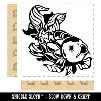 Elegant Koi Fish Square Rubber Stamp for Stamping Crafting