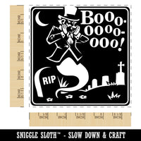 Ghost Boo Jeering Halloween Square Rubber Stamp for Stamping Crafting