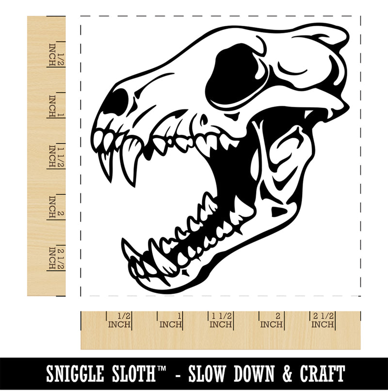 Gray Wolf Skull Square Rubber Stamp for Stamping Crafting