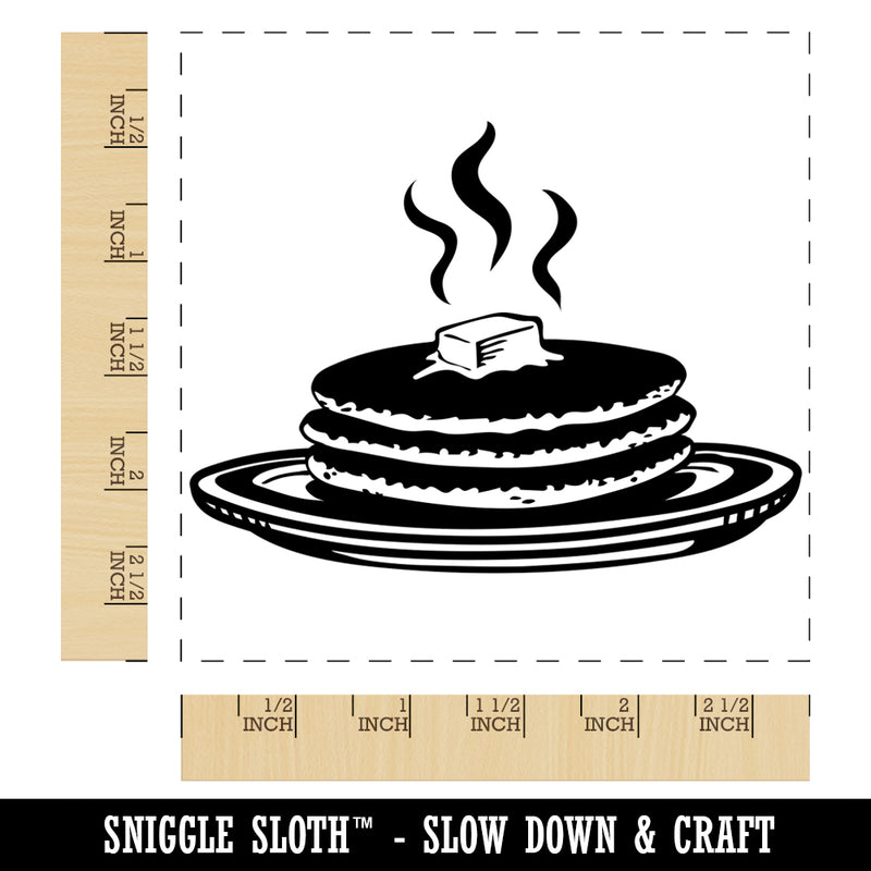 Hot Pancakes Flapjacks Breakfast Square Rubber Stamp for Stamping Crafting
