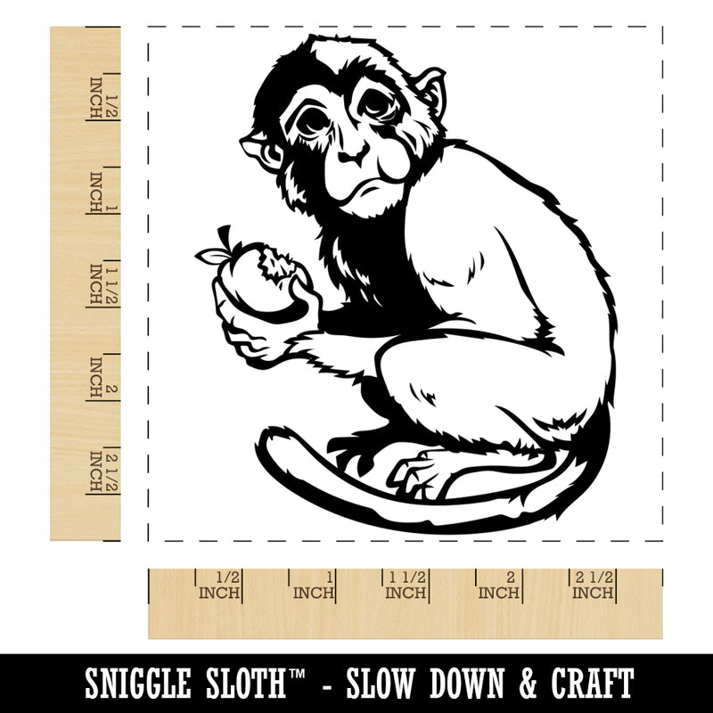 Monkey Eating Fruit Square Rubber Stamp for Stamping Crafting