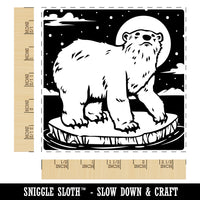 Polar Bear Chilling on Iceberg Square Rubber Stamp for Stamping Crafting