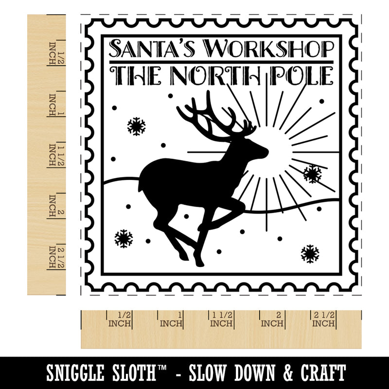Santa's Workshop North Pole Destination Christmas Square Rubber Stamp for Stamping Crafting