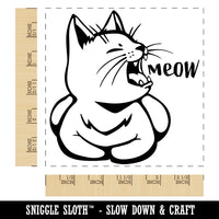 Sleepy Kitty Yawning Meow Square Rubber Stamp for Stamping Crafting