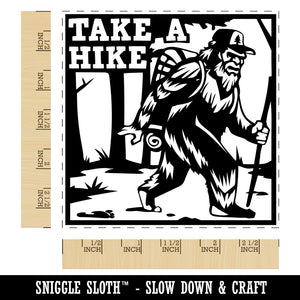 Take A Hike Bigfoot Hiking Hiker with Backpack Square Rubber Stamp for Stamping Crafting
