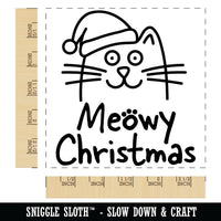 Meowy Christmas Cat with Santa Hat Square Rubber Stamp for Stamping Crafting