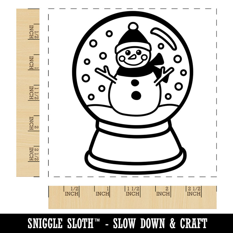 Snow Globe with Snowman Scene Winter Square Rubber Stamp for Stamping Crafting