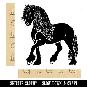 Elegant Friesian Horse Square Rubber Stamp for Stamping Crafting