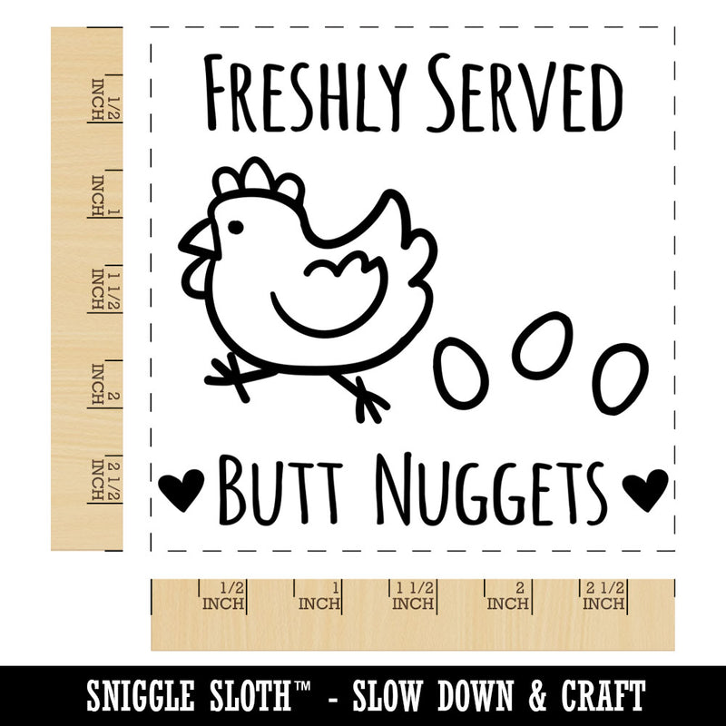 Freshly Served Butt Nuggets Chicken Laying Eggs Square Rubber Stamp for Stamping Crafting