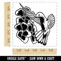 Hummingbird Hovering Over Flowers Square Rubber Stamp for Stamping Crafting