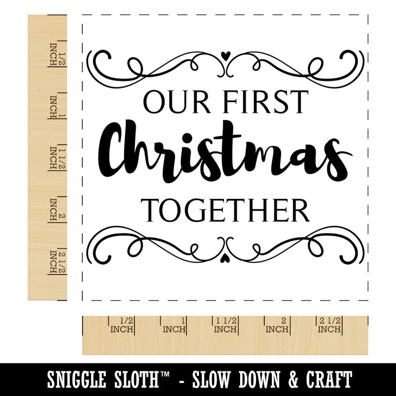 Our First Christmas Together Filigree Square Rubber Stamp for Stamping Crafting