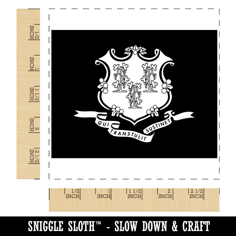 Connecticut State Flag Square Rubber Stamp for Stamping Crafting