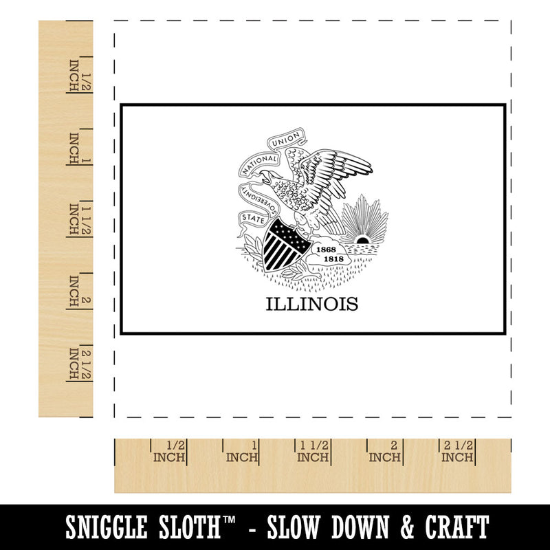Illinois State Flag Square Rubber Stamp for Stamping Crafting