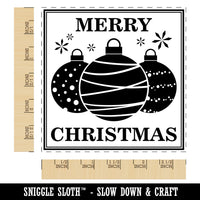 Merry Christmas Holiday Ornaments Square Rubber Stamp for Stamping Crafting