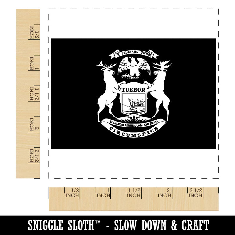 Michigan State Flag Square Rubber Stamp for Stamping Crafting