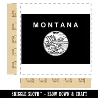 Montana State Flag Square Rubber Stamp for Stamping Crafting