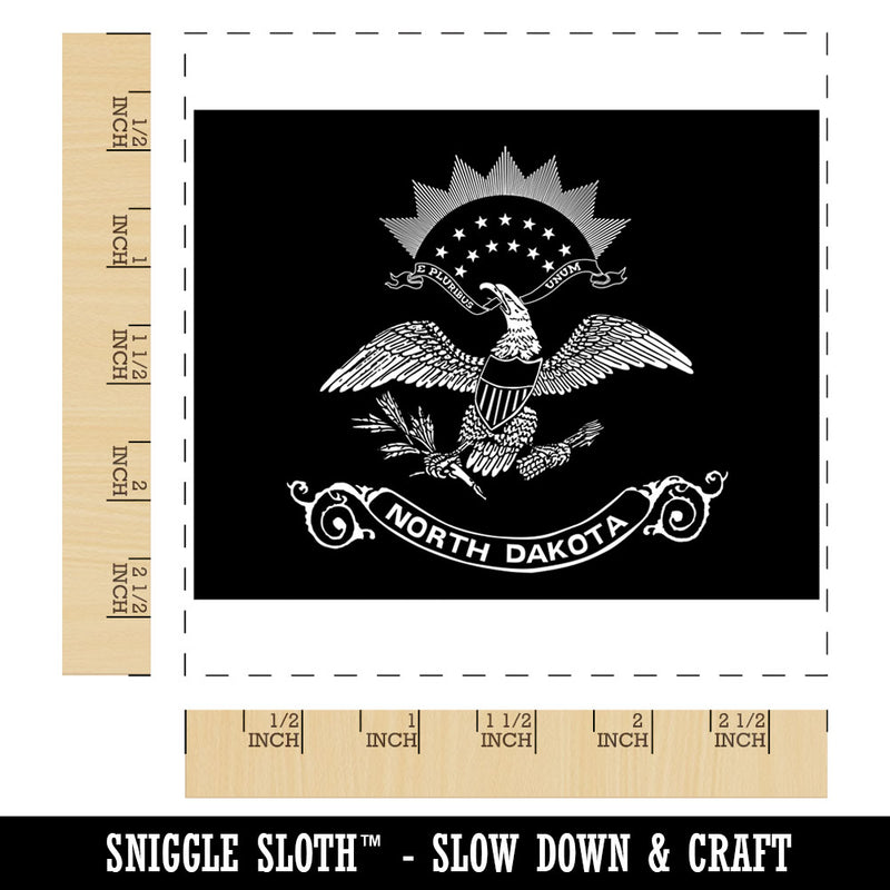 North Dakota State Flag Square Rubber Stamp for Stamping Crafting