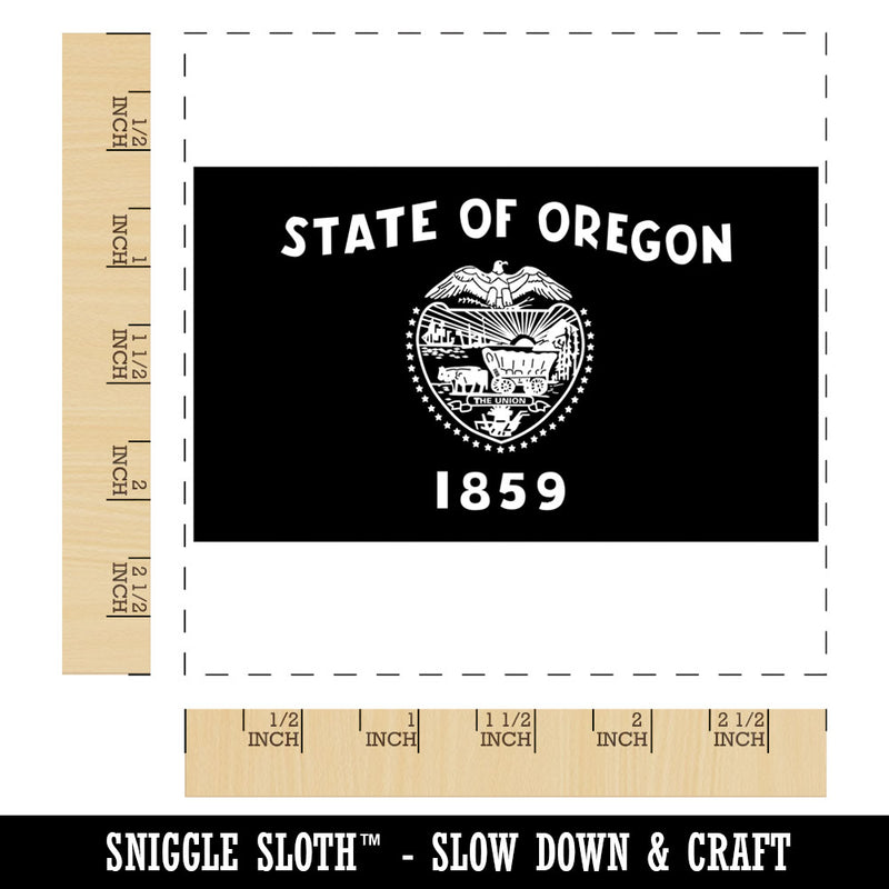 Oregon State Flag Square Rubber Stamp for Stamping Crafting