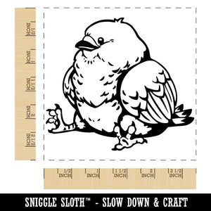 Chubby Little Bird Sitting Square Rubber Stamp for Stamping Crafting