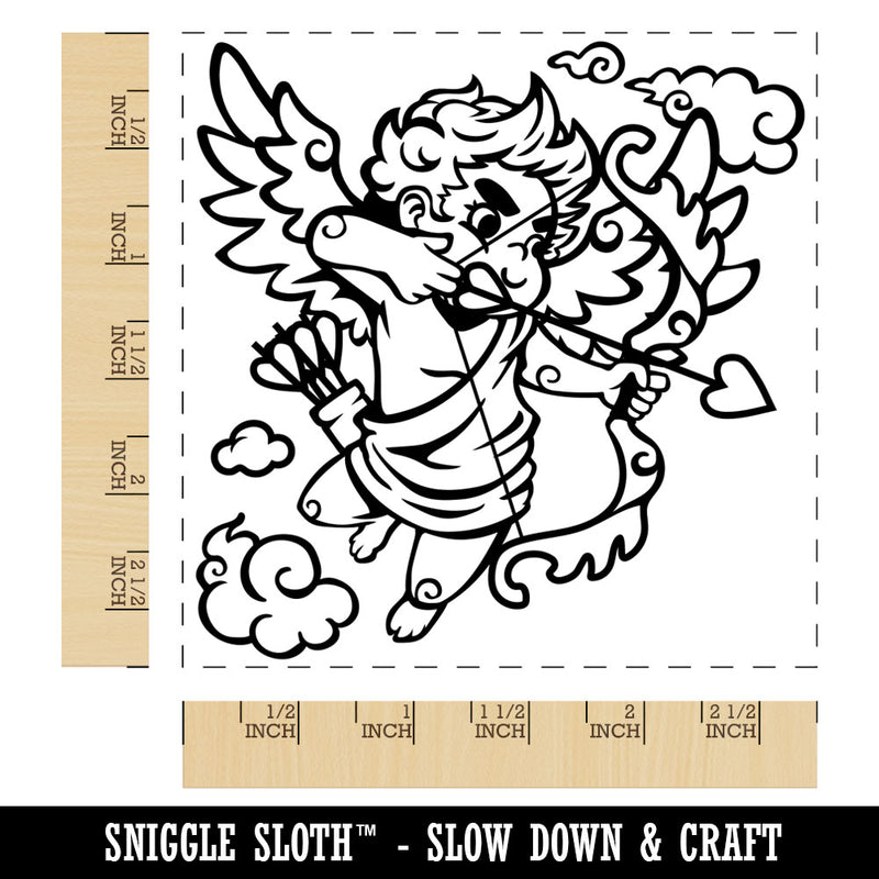 Cupid Shooting Love Arrow for Valentine's Day Square Rubber Stamp for Stamping Crafting