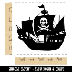 Haunted Ghost Pirate Ship with Jolly Roger Square Rubber Stamp for Stamping Crafting