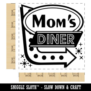 Mom's Retro Diner Sign with Arrow Square Rubber Stamp for Stamping Crafting