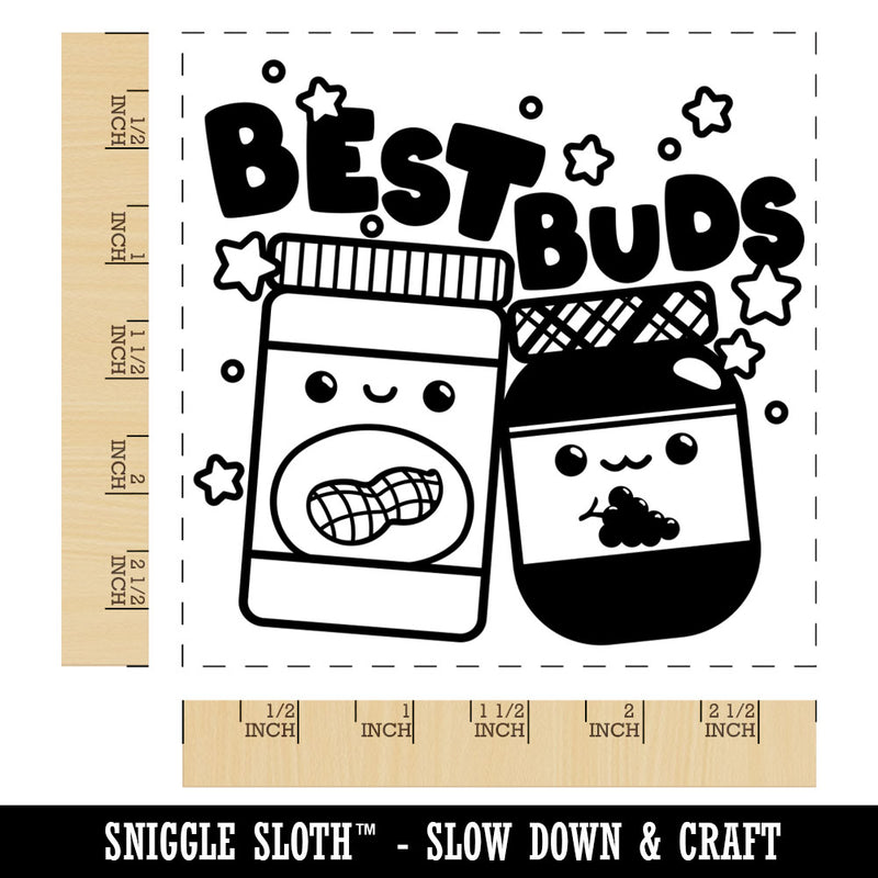 Peanut Butter and Jelly Best Buds Friends Square Rubber Stamp for Stamping Crafting