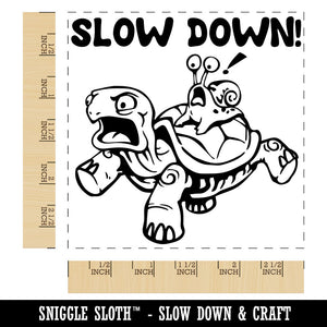 Slow Down Turtle Tortoise and Snail Square Rubber Stamp for Stamping Crafting