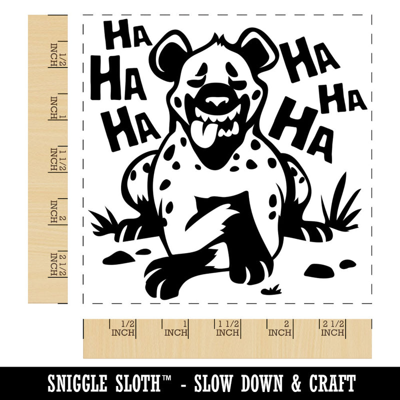 Spotted Hyena Laughing and Smiling Square Rubber Stamp for Stamping Crafting
