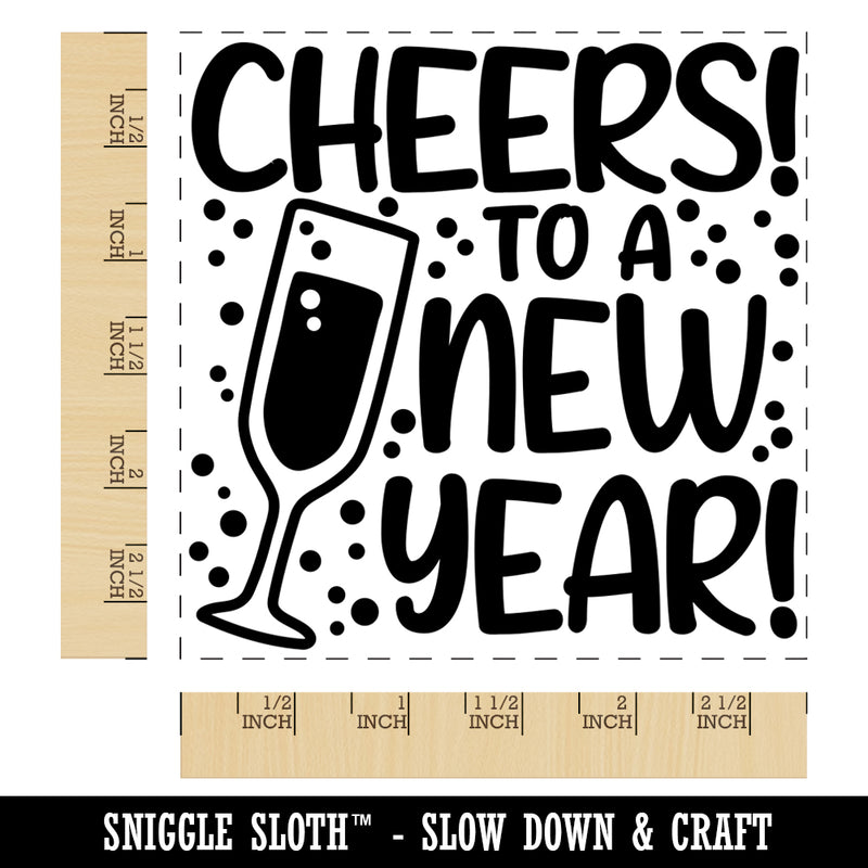 Cheers to a New Year Square Rubber Stamp for Stamping Crafting