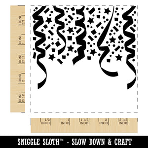 Confetti and Streamers Celebration Party Square Rubber Stamp for Stamping Crafting