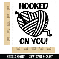 Crochet Hooked on You Heart Yarn Love Valentine's Day Square Rubber Stamp for Stamping Crafting