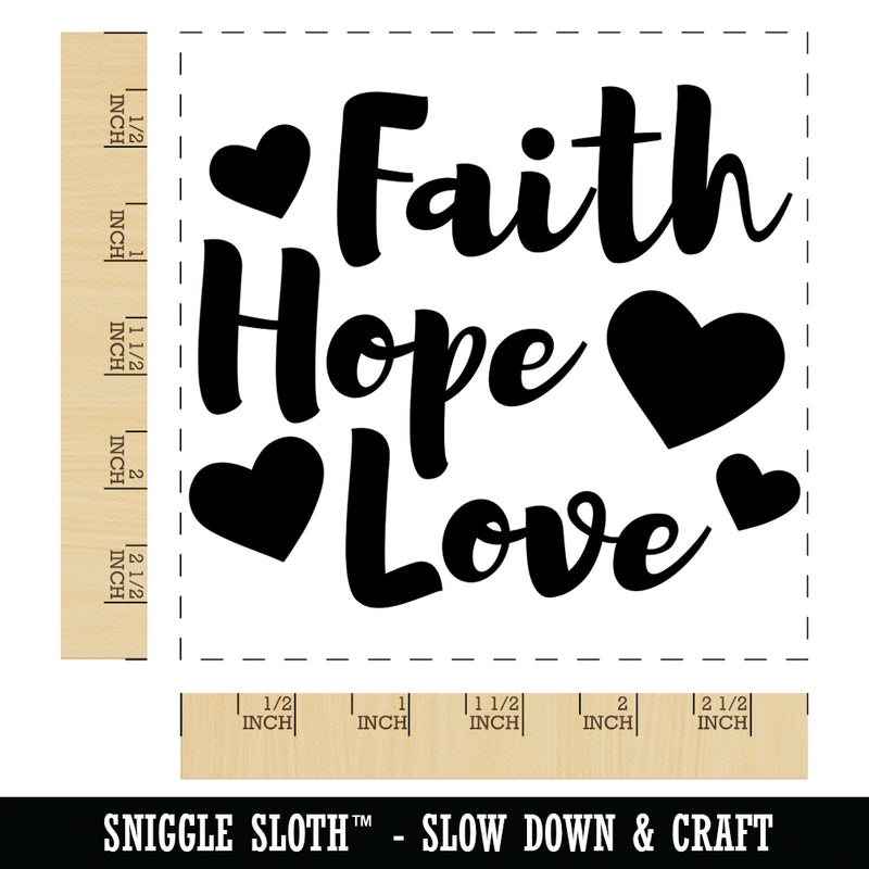 Faith Hope Love with Hearts Square Rubber Stamp for Stamping Crafting