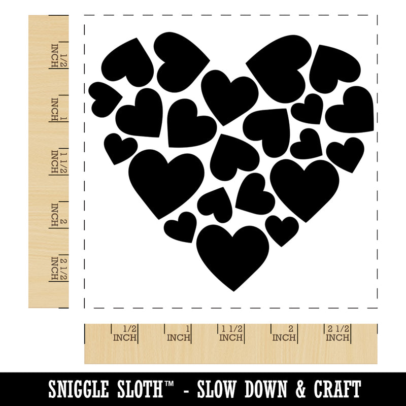 Hearts in Heart Valentine's Day Square Rubber Stamp for Stamping Crafting