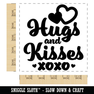 Hugs and Kisses XO Hearts Fun Text Square Rubber Stamp for Stamping Crafting
