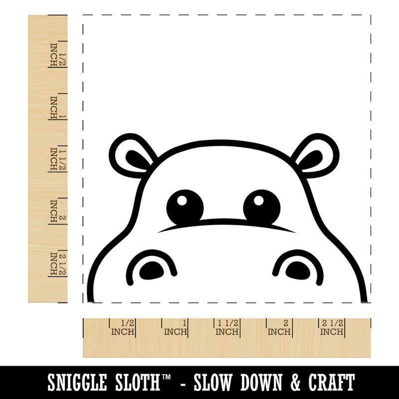 Peeking Hippopotamus Square Rubber Stamp for Stamping Crafting