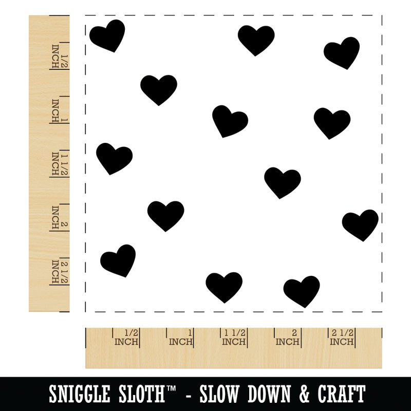 Scattered Hearts Love Anniversary Valentine's Day Square Rubber Stamp for Stamping Crafting