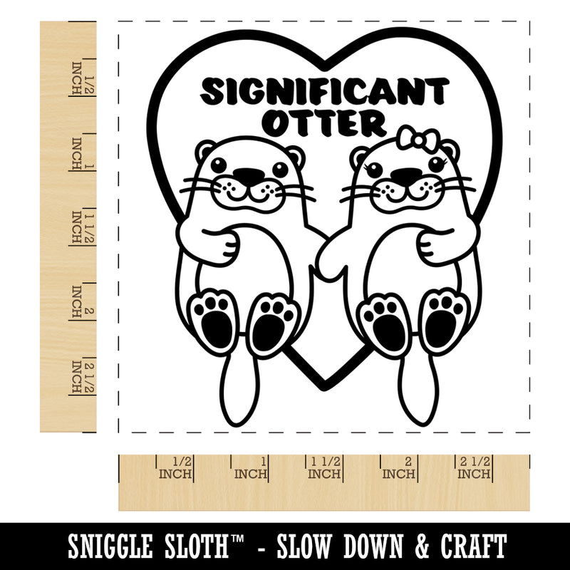 Significant Otter Other Holding Hands Love Anniversary Valentine's Day Square Rubber Stamp for Stamping Crafting