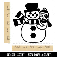 Sloth and Snowman Winter Friends Square Rubber Stamp for Stamping Crafting