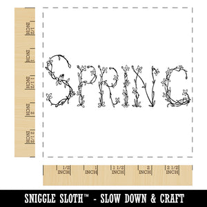 Spring Floral Text Square Rubber Stamp for Stamping Crafting
