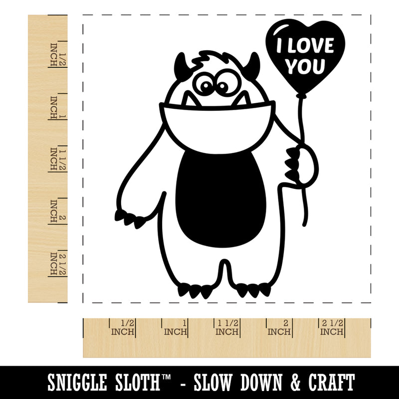 Valentine's Day Monster Heart Balloon I Love You Anniversary Square Rubber Stamp for Stamping Crafting