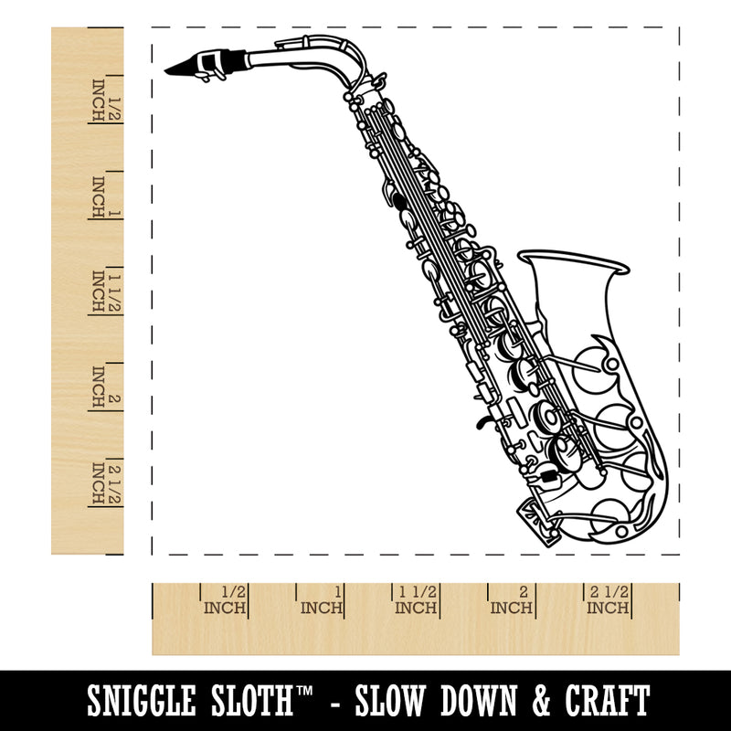 Alto Saxophone Woodwind Musical Instrument Square Rubber Stamp for Stamping Crafting