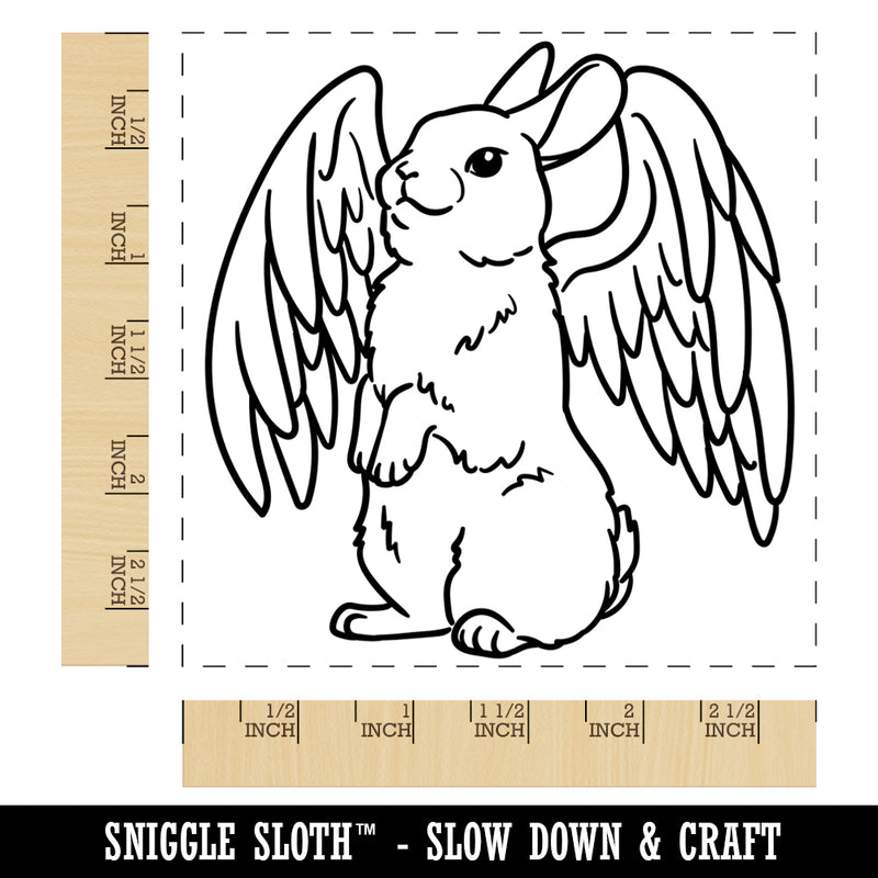 Angel Bunny Rabbit Loss of Pet Square Rubber Stamp for Stamping Crafting