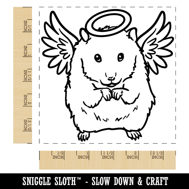 Angel Hamster Loss of Pet Square Rubber Stamp for Stamping Crafting