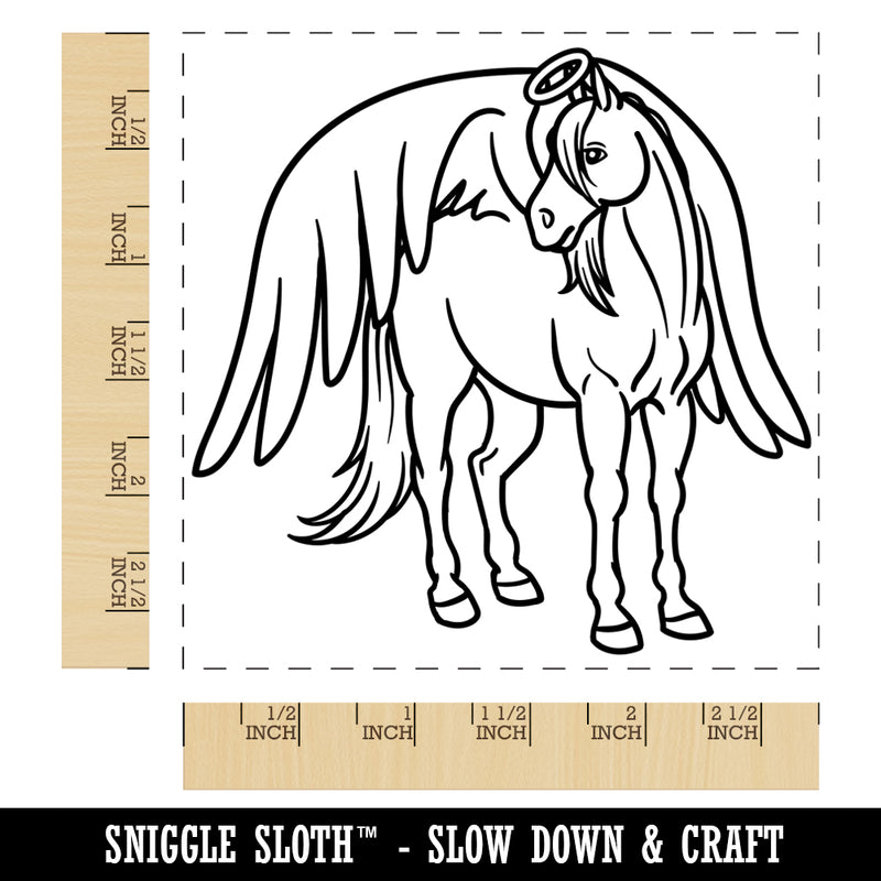 Angel Horse Loss of Pet Square Rubber Stamp for Stamping Crafting